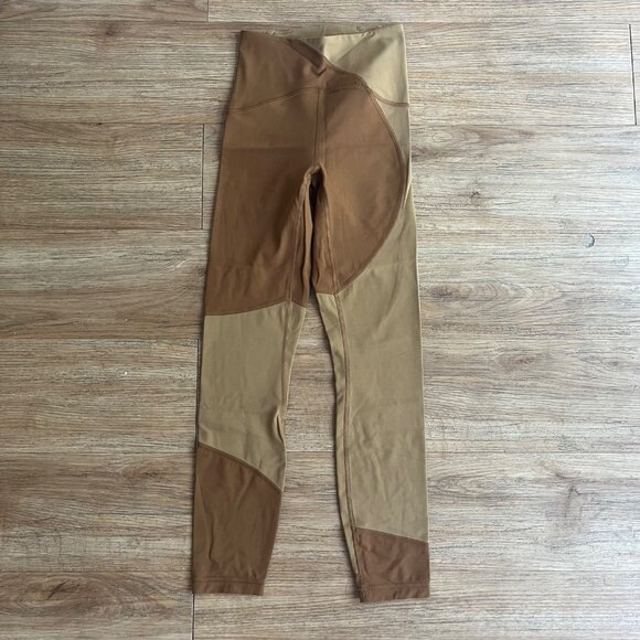 Lululemon Athletic Nulu Colour Block Hr Tight Yoga Pants 25” Copper Brown Sz 0 - Picture 1 of 8